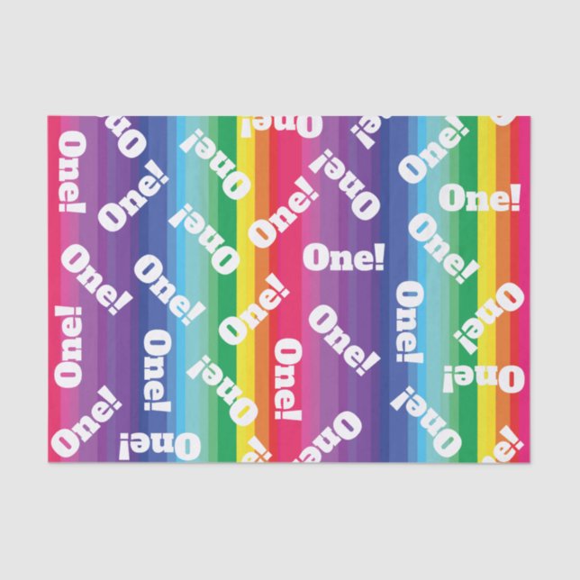 Papel De Seda Partido de primeiro aniversario colorido do (Frente )