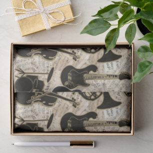 Papel De Seda Partitura e instrumentos pretos/ouro ID481