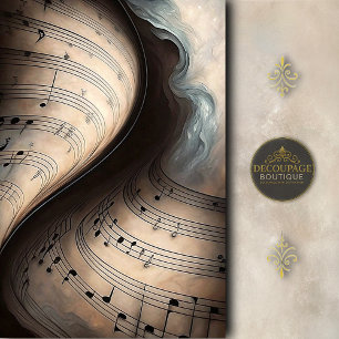 Papel De Seda Partitura Rodopiante em Decoupage Azul Turquesa Su
