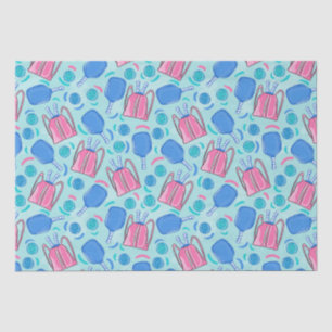 Papel De Seda Pás de picleball e bolas azuis