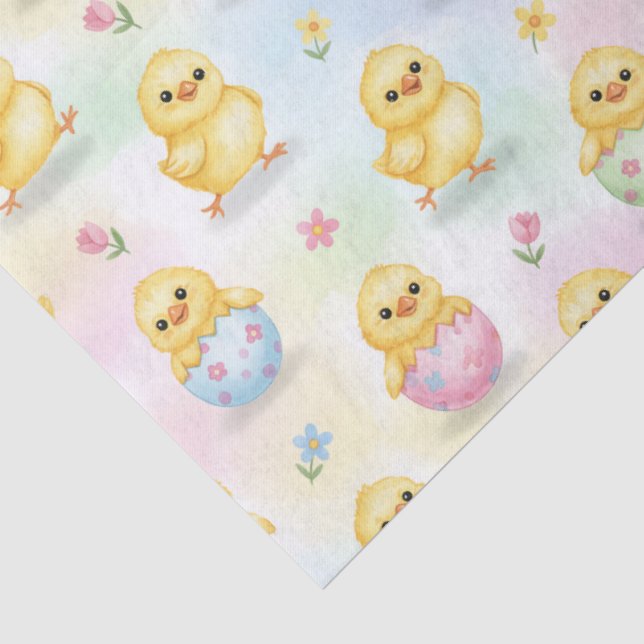 Papel De Seda Páscoa Aquarela de Frango Bebê Fofo  (Detalhes)