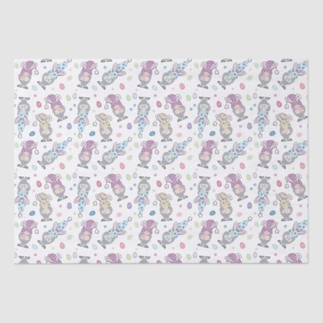 Papel De Seda Páscoa Bunny Gnome Pattern (Frente )
