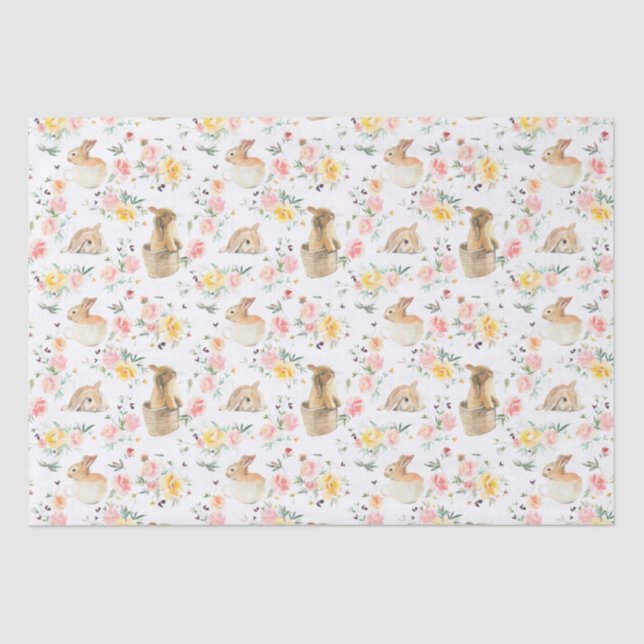 Papel De Seda Páscoa Bunny Primavera Floral (Frente )