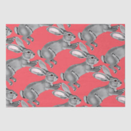 Papel De Seda Páscoa Coral Cinza Coelho Coelho