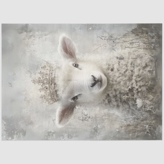 Papel De Seda Páscoa de Lamas Brancas  de Domingo Ornamentado Co (Frente )