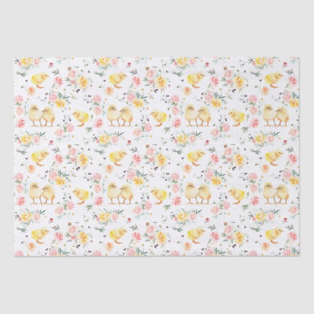Papel De Seda Páscoa Pintinhos para bebês Primavera Floral (Frente )