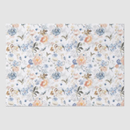 Papel De Seda Passarinho Azul Rosa Claro de Pêssego 