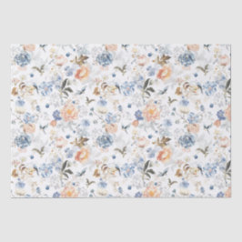 Papel De Seda Pássaro Azul com Rosa Claro de Pêssego