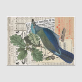 Papel De Seda Pássaro Azul | Decoupage de Efêmeras de Carvalho C