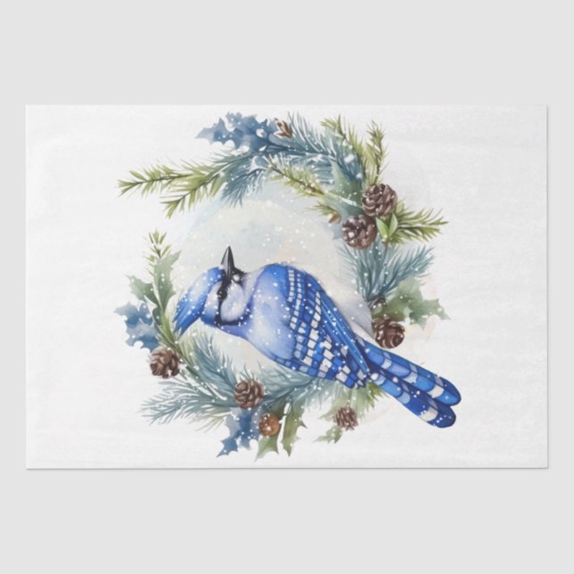Papel De Seda Pássaro Azul-Jay (Frente )