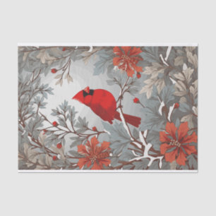 Papel De Seda Pássaro Cardinal Vermelho do inverno