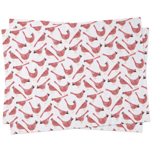 Papel De Seda Pássaro Cardinho Festivo Aquarela