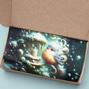 Papel De Seda Pássaro De Música De Natal Em Holly Feeder