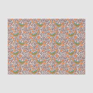 Papel De Seda Pássaro de paraíso, de pele do leopardo, de cora