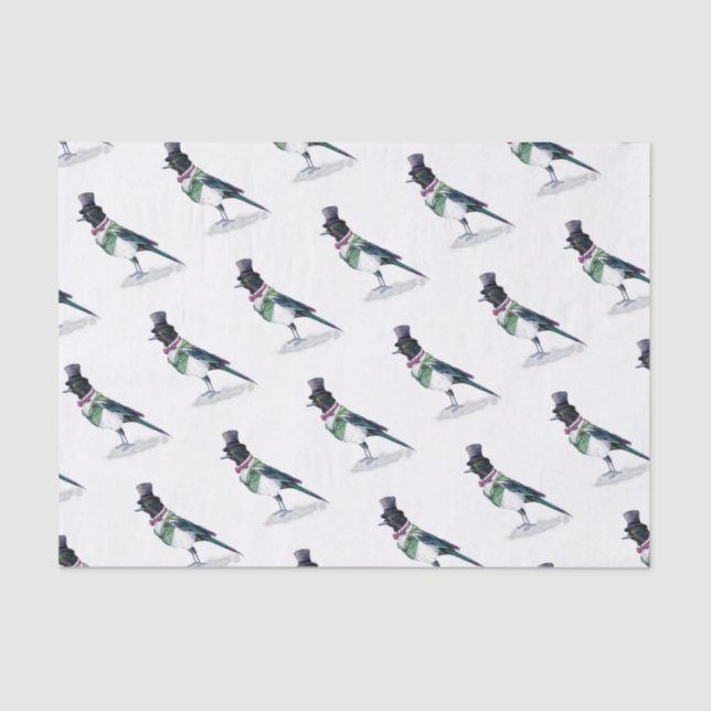 Papel De Seda Pássaro do Magpie do Victorian (Frente )