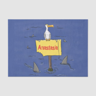 Papel De Seda Pássaro-do-mar engraçado circulado por desenhos an