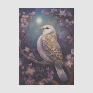 Papel De Seda Pássaro Floral ao Luar