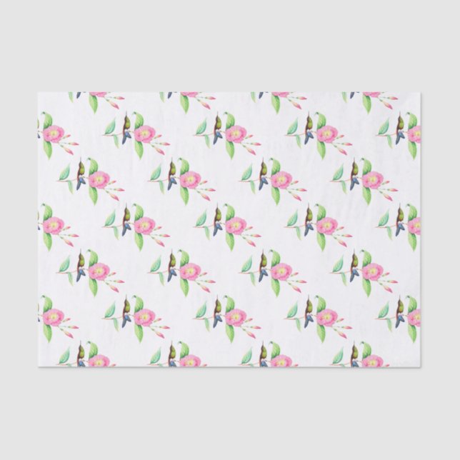 Papel De Seda Pássaro Humigno E Hybiscus (Frente )