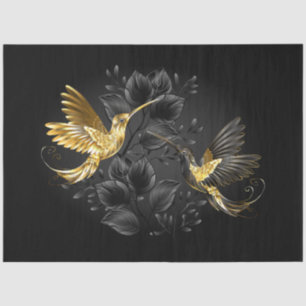 Papel De Seda Pássaro Humino Negro e Dourado