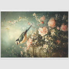 Papel De Seda Pássaro Primavera verde