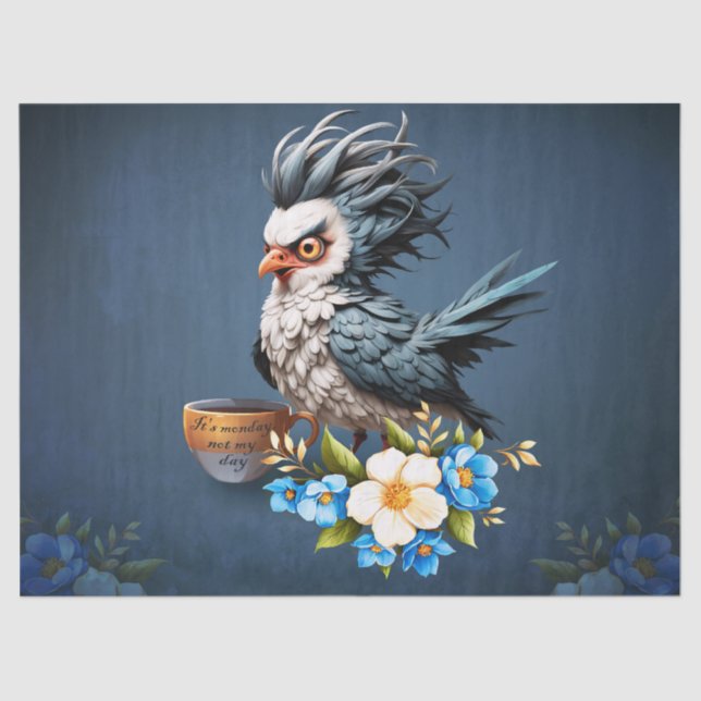 Papel De Seda Pássaro rabugento na segunda. (Frente )