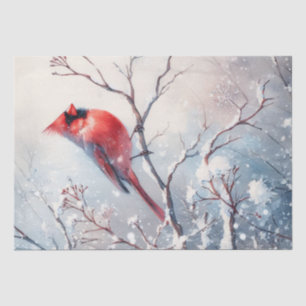 Papel De Seda Pássaro Vermelho Inverno