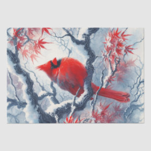 Papel De Seda Pássaro Vermelho Inverno