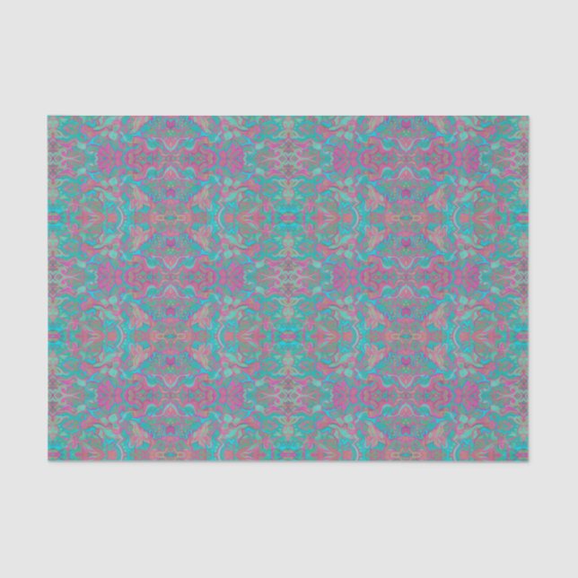 Papel De Seda Pássaros árabes Bohemian Boho Turquoise (Frente )