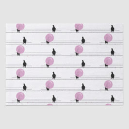 Papel De Seda Pássaros bonitos e engraçados em um padrão de fio 