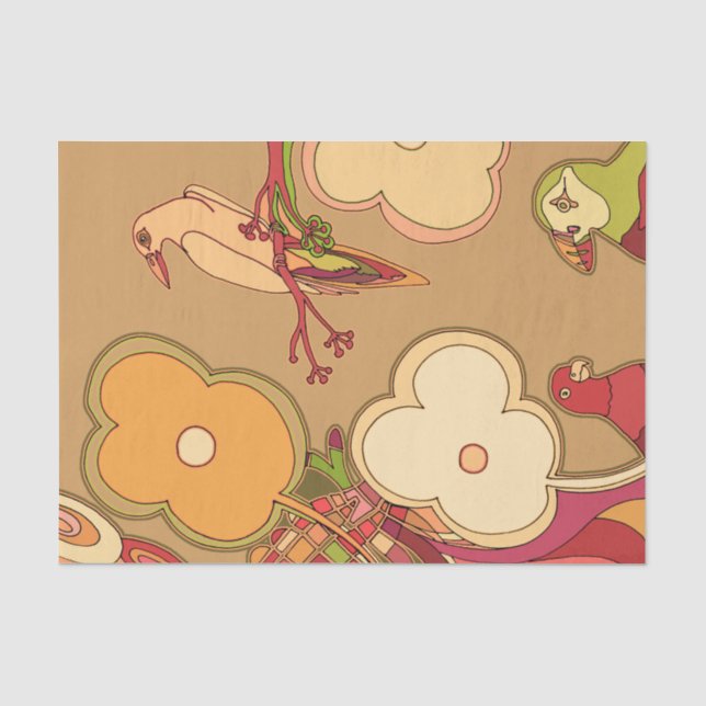 Papel De Seda Pássaros Caprichosos (Frente )