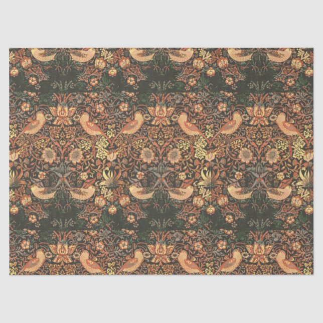 Papel De Seda Pássaros Clássicos Elegantes William Morris (Frente )