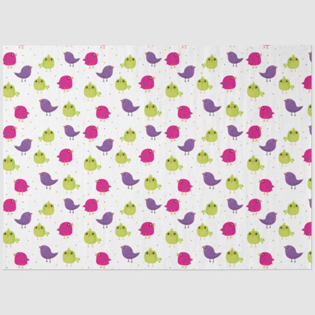 Papel De Seda Pássaros coloridos fofos (Frente )