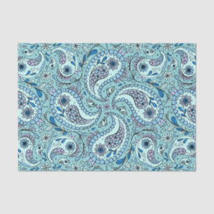 Papel De Seda Pássaros da Paisley em azul-bebê