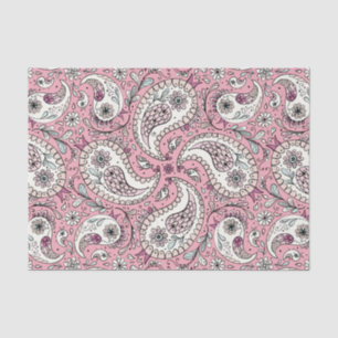 Papel De Seda Pássaros da Paisley em rosa-bebê