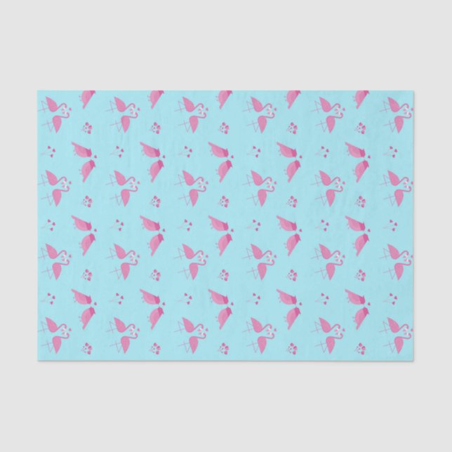 Papel De Seda Pássaros de Amor Flamingo Rosa no Dia dos Namorado (Frente )