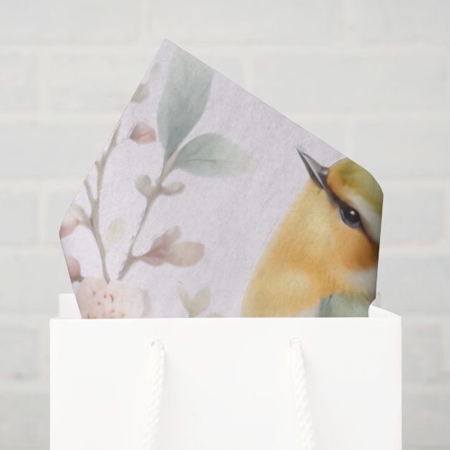 Papel De Seda Pássaros e flores (Sacola de presentes)