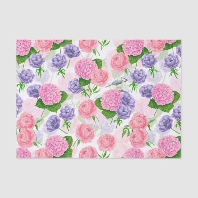 Papel De Seda Pássaros e flores (Frente )