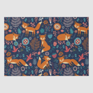 Papel De Seda Pássaros e flores de raposas