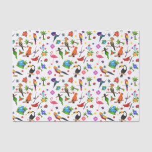 Papel De Seda Pássaros e Flores Papel-Tecido