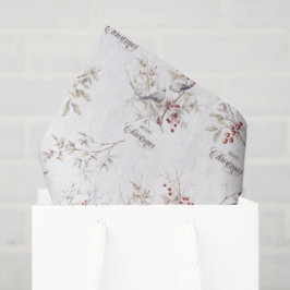 Papel De Seda Pássaros Invernos Simples Berries Vermelha Natal