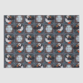 Papel De Seda Pássaros Puffin Cute Padrão de inverno r