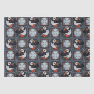 Papel De Seda Pássaros Puffin Cute Padrão de inverno r