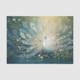 Papel De Seda Passeio do Pavão Emplumado, Pavão Branco Elegante