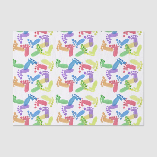 Papel De Seda Passos do bebê, Pés do bebê, Pegadas do bebê em co (Frente )