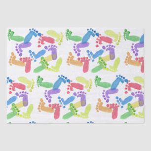 Papel De Seda Passos do bebê, Pés do bebê, Pegadas do bebê em co