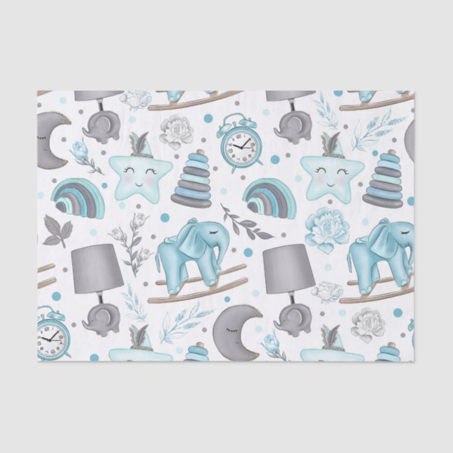 PAPEL DE SEDA PASTEL AZUL & CINZA BABY ITENS (Frente )