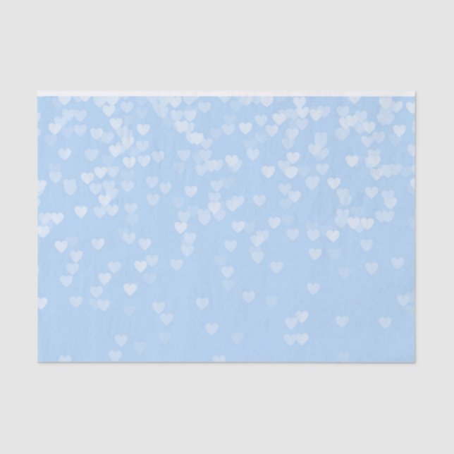 Papel De Seda Pastel Baby Blue Confetti Hearts (Frente )