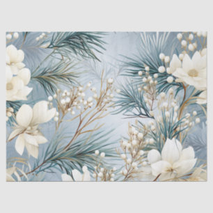 Papel De Seda Pastel Blue Floral Invernal de inverno inspirado n
