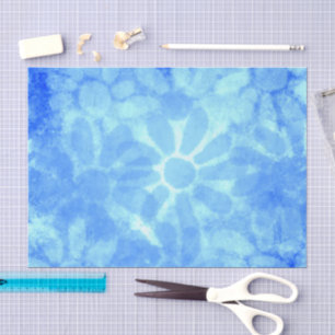Papel De Seda Pastel Blue Tie-Dye Flores Florais