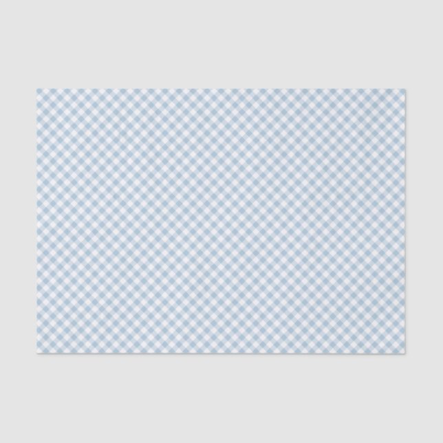 Papel De Seda Pastel Dusty Gingham Pequeno Azul (Frente )